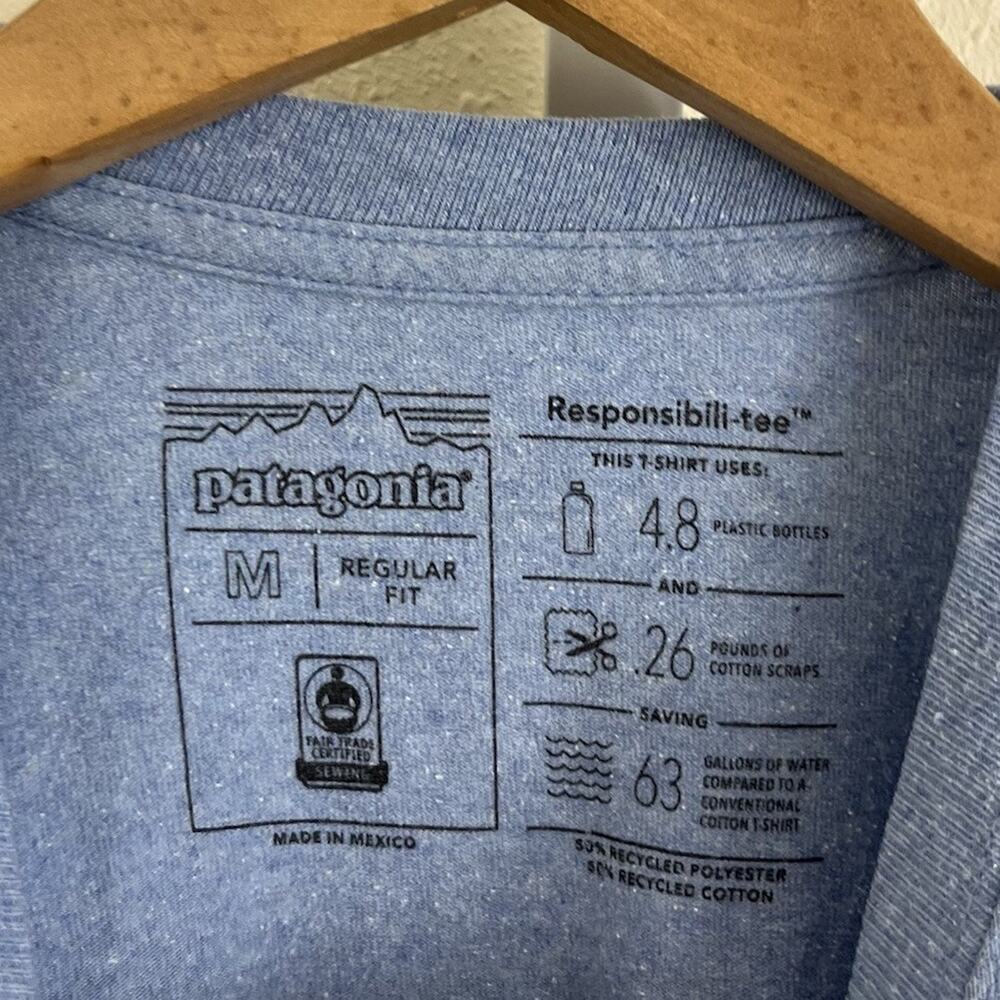 Patagonia P-6 Pocket Responsibili-Tee Men’s M Medium Blue Recycled - Picture 5 of 6